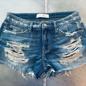 KanCan Midrise Jean Distressed Raw Edge Short Size Small